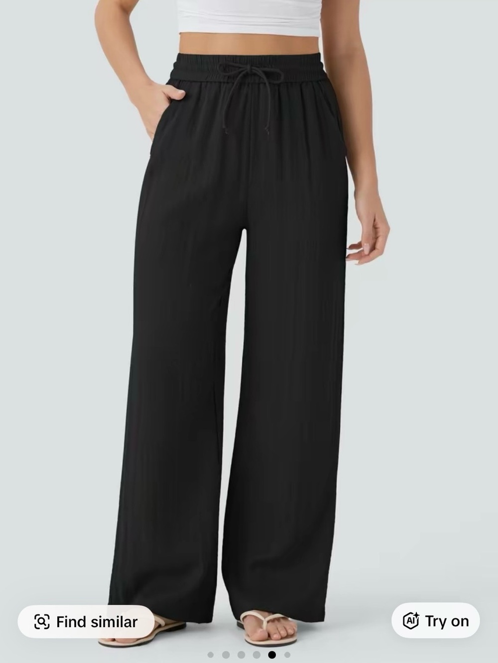 HALARA Black Wide-Leg Drawstring Pants